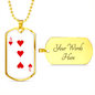 3 of Hearts Gambler Necklace Stainless Steel or 18k Gold Dog Tag 24" Chain-Express Your Love Gifts