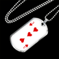 3 of Hearts Gambler Necklace Stainless Steel or 18k Gold Dog Tag 24" Chain-Express Your Love Gifts