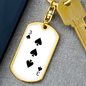 3 of Spades Gambler Keychain Stainless Steel or 18k Gold Dog Tag Keyring-Express Your Love Gifts