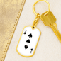 3 of Spades Gambler Keychain Stainless Steel or 18k Gold Dog Tag Keyring-Express Your Love Gifts