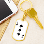 3 of Spades Gambler Keychain Stainless Steel or 18k Gold Dog Tag Keyring-Express Your Love Gifts