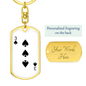 3 of Spades Gambler Keychain Stainless Steel or 18k Gold Dog Tag Keyring-Express Your Love Gifts