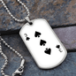 3 of Spades Gambler Necklace Stainless Steel or 18k Gold Dog Tag 24" Chain-Express Your Love Gifts