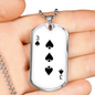 3 of Spades Gambler Necklace Stainless Steel or 18k Gold Dog Tag 24" Chain-Express Your Love Gifts