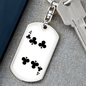 4 of Clubs Gambler Keychain Stainless Steel or 18k Gold Dog Tag Keyring-Express Your Love Gifts