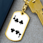 4 of Clubs Gambler Keychain Stainless Steel or 18k Gold Dog Tag Keyring-Express Your Love Gifts