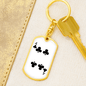 4 of Clubs Gambler Keychain Stainless Steel or 18k Gold Dog Tag Keyring-Express Your Love Gifts