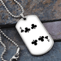 4 of Clubs Gambler Necklace Stainless Steel or 18k Gold Dog Tag 24" Chain-Express Your Love Gifts