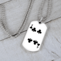 4 of Clubs Gambler Necklace Stainless Steel or 18k Gold Dog Tag 24" Chain-Express Your Love Gifts