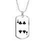 4 of Clubs Gambler Necklace Stainless Steel or 18k Gold Dog Tag 24" Chain-Express Your Love Gifts