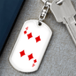 4 of Diamonds Gambler Keychain Stainless Steel or 18k Gold Dog Tag Keyring-Express Your Love Gifts