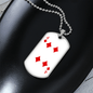 4 of Diamonds Gambler Necklace Stainless Steel or 18k Gold Dog Tag 24" Chain-Express Your Love Gifts