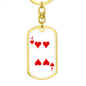 4 of Hearts Gambler Keychain Stainless Steel or 18k Gold Dog Tag Keyring-Express Your Love Gifts