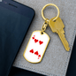 4 of Hearts Gambler Keychain Stainless Steel or 18k Gold Dog Tag Keyring-Express Your Love Gifts