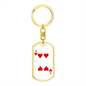 4 of Hearts Gambler Keychain Stainless Steel or 18k Gold Dog Tag Keyring-Express Your Love Gifts