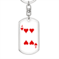 4 of Hearts Gambler Keychain Stainless Steel or 18k Gold Dog Tag Keyring-Express Your Love Gifts