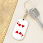 4 of Hearts Gambler Keychain Stainless Steel or 18k Gold Dog Tag Keyring-Express Your Love Gifts
