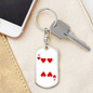 4 of Hearts Gambler Keychain Stainless Steel or 18k Gold Dog Tag Keyring-Express Your Love Gifts