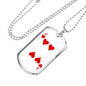 4 of Hearts Gambler Necklace Stainless Steel or 18k Gold Dog Tag 24" Chain-Express Your Love Gifts