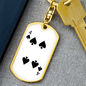 4 of Spades Gambler Keychain Stainless Steel or 18k Gold Dog Tag Keyring-Express Your Love Gifts