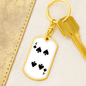 4 of Spades Gambler Keychain Stainless Steel or 18k Gold Dog Tag Keyring-Express Your Love Gifts