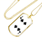 4 of Spades Gambler Necklace Stainless Steel or 18k Gold Dog Tag 24" Chain-Express Your Love Gifts