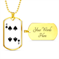 4 of Spades Gambler Necklace Stainless Steel or 18k Gold Dog Tag 24" Chain-Express Your Love Gifts