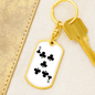 5 of Clubs Gambler Keychain Stainless Steel or 18k Gold Dog Tag Keyring-Express Your Love Gifts