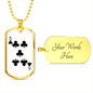 5 of Clubs Gambler Necklace Stainless Steel or 18k Dog Tag 24" Chain-Express Your Love Gifts