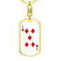 5 of Diamonds Gambler Keychain Stainless Steel or 18k Gold Dog Tag Keyring-Express Your Love Gifts
