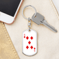 5 of Diamonds Gambler Keychain Stainless Steel or 18k Gold Dog Tag Keyring-Express Your Love Gifts