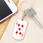 5 of Diamonds Gambler Keychain Stainless Steel or 18k Gold Dog Tag Keyring-Express Your Love Gifts