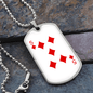 5 of Diamonds Gambler Necklace Stainless Steel or 18k Gold Dog Tag 24" Chain-Express Your Love Gifts