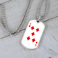 5 of Diamonds Gambler Necklace Stainless Steel or 18k Gold Dog Tag 24" Chain-Express Your Love Gifts