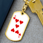 5 of Hearts Gambler Keychain Stainless Steel or 18k Gold Dog Tag Keyring-Express Your Love Gifts