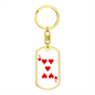 5 of Hearts Gambler Keychain Stainless Steel or 18k Gold Dog Tag Keyring-Express Your Love Gifts