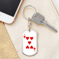 5 of Hearts Gambler Keychain Stainless Steel or 18k Gold Dog Tag Keyring-Express Your Love Gifts