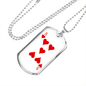 5 of Hearts Gambler Necklace Stainless Steel or 18k Gold Dog Tag 24" Chain-Express Your Love Gifts