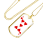 5 of Hearts Gambler Necklace Stainless Steel or 18k Gold Dog Tag 24" Chain-Express Your Love Gifts