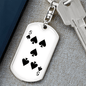 5 of Spades Gambler Keychain Stainless Steel or 18k Gold Dog Tag Keyring-Express Your Love Gifts