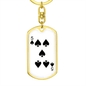 5 of Spades Gambler Keychain Stainless Steel or 18k Gold Dog Tag Keyring-Express Your Love Gifts