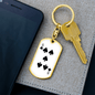 5 of Spades Gambler Keychain Stainless Steel or 18k Gold Dog Tag Keyring-Express Your Love Gifts