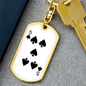 5 of Spades Gambler Keychain Stainless Steel or 18k Gold Dog Tag Keyring-Express Your Love Gifts