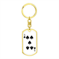 5 of Spades Gambler Keychain Stainless Steel or 18k Gold Dog Tag Keyring-Express Your Love Gifts