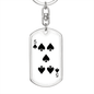5 of Spades Gambler Keychain Stainless Steel or 18k Gold Dog Tag Keyring-Express Your Love Gifts