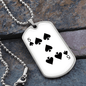 5 of Spades Gambler Necklace Stainless Steel or 18k Gold Dog Tag 24" Chain-Express Your Love Gifts