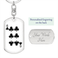 6 of Clubs Gambler Keychain Stainless Steel or 18k Gold Dog Tag Keyring-Express Your Love Gifts
