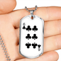 6 of Clubs Gambler Necklace Stainless Steel or 18k Gold Dog Tag 24" Chain-Express Your Love Gifts