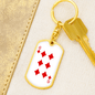 6 of Diamonds Gambler Keychain Stainless Steel or 18k Gold Dog Tag Keyring-Express Your Love Gifts
