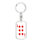6 of Diamonds Gambler Keychain Stainless Steel or 18k Gold Dog Tag Keyring-Express Your Love Gifts